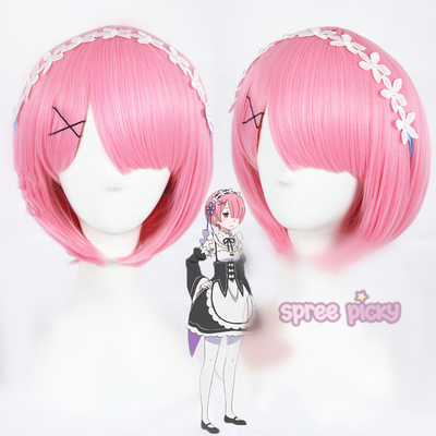 Lolita pink lahm cosplay short hair wig sp166805 - Thumbnail 1
