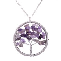 Rainbow 7 Chakra Amethyst Tree Of Life Quartz Wisdom Tree Necklace - Thumbnail 3
