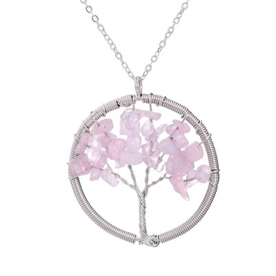 Rainbow 7 chakra amethyst tree of life quartz wisdom tree necklace