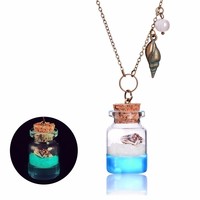 Conch Glowing Beach Ocean Wish Bottle Necklace Handmade Crystal Glass Sea Snail Necklace - Thumbnail 1