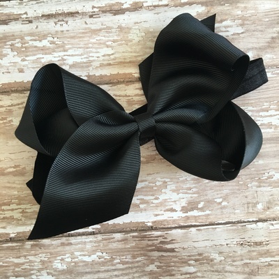 6"  black ribbon bow on elastic