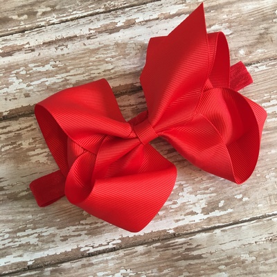 6"  red ribbon bow on elastic