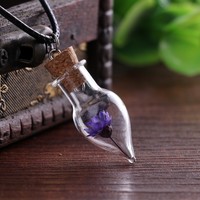 Handmade Daisy Dried Flower in Natural Glass Necklace - Thumbnail 4