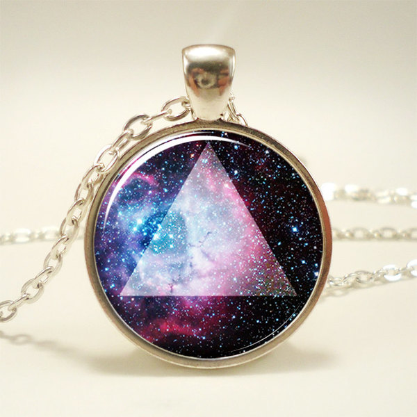 Galaxy Triangle Necklace, Nebula Space Jewelry, Geometric Trinity Pendant (1166S1IN)