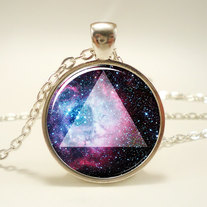 Galaxy Triangle Necklace, Nebula Space Jewelry, Geometric Trinity Pendant (1166S1IN)