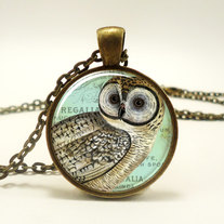 Cute Owl Necklace, Pagan Owl Jewelry, Animal Pendant