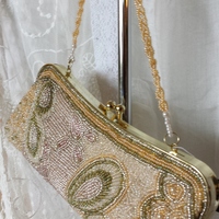 Beaded Evening Bag - Golds & Green - Thumbnail 1