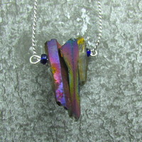 Oil Spill Quartz Three Point Necklace  - Thumbnail 3