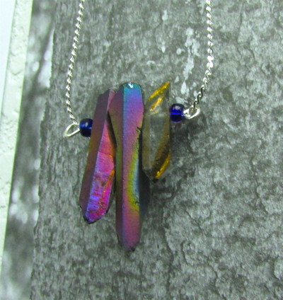 Oil Spill Quartz Three Point Necklace 