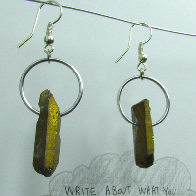 Gold crystal point earrings
