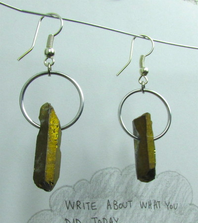 Gold Crystal Point Earrings