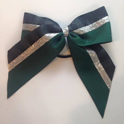 Dark green, black glitter stripes, and silver
