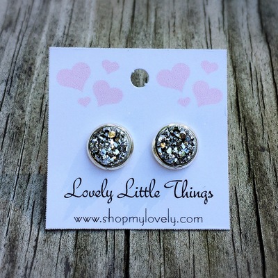 8mm silver studs with silver setting