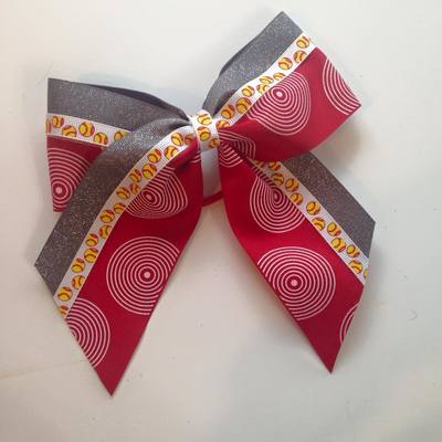 Red ripples, dark grey glitter, softballs/baseballs - Thumbnail 1