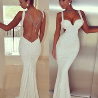 backless prom dresses,White Trumpet/Mermaid Straps Sequins Prom Dresses Evening Dresses 1200 - Thumbnail 1