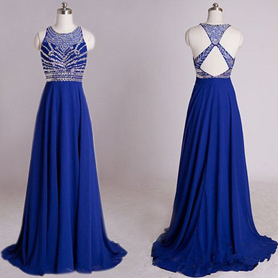 Royal blue prom dresses,royal blue a-line scoop floor-length chiffon evening dress prom dresses 9913