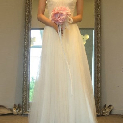 White prom dresses,white a-line straps floor-length tulle evening dress prom dresses 9926