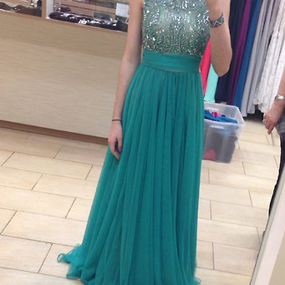 Prom dresses long,a-line scoop floor-length chiffon evening dress prom dresses 9959