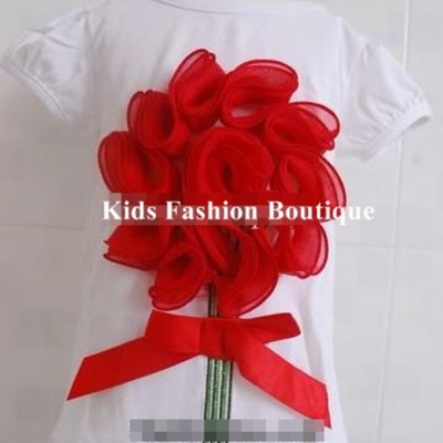 White & red 3-d flower top