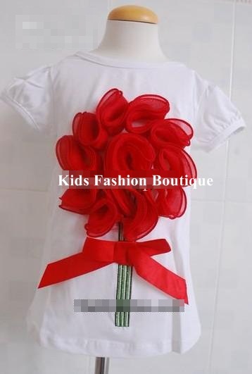 White & red 3-d flower top