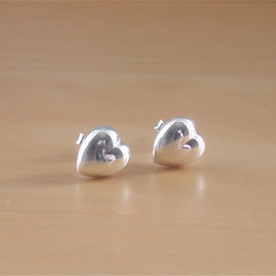925 silver puff heart stud earrings/925 silver heart earrings/heart jewellery/heart jewelry/heart jewelery/love heart earrings/heart studs
