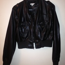 Black "pleather" waist jacket 