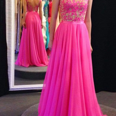 Prom dresses 2016,a-line scoop floor-length chiffon evening dress prom dresses 9983