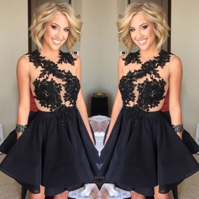 Short black homecoming dress ,sleeveless prom dress ,chiffon homecoming dress with lace ,cheap discount prom dress ,sexy affordable dresses, bd14180