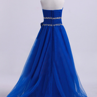 prom dresses high low,Royal Blue A-line Halter Organza Asymmetrical Prom Dresses Evening Dresses 1561 - Thumbnail 2