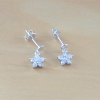 925 Silver Clear Cz Daisy Earrings/Small Silver Daisy Stud Earrings/White Cz Earrings/ Cz Jewelry/White Cz Jewellery/Cz Flower Earrings/Stud - Thumbnail 2