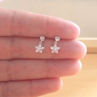 925 Silver Clear Cz Daisy Earrings/Small Silver Daisy Stud Earrings/White Cz Earrings/ Cz Jewelry/White Cz Jewellery/Cz Flower Earrings/Stud - Thumbnail 1
