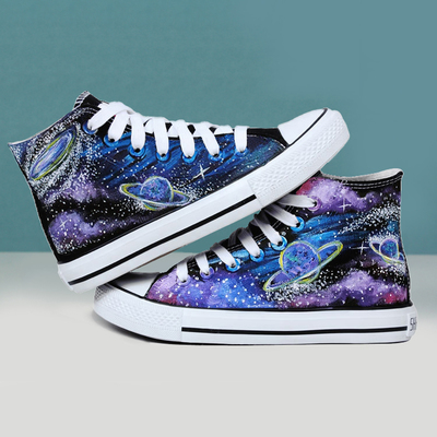 Harajuku luminous galaxies graffiti painted shoes