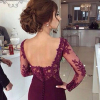 prom dresses 2016,Long Sleeve Trumpet/Mermaid Straps Chiffon Prom Dresses Evening Dresses 8641 - Thumbnail 3
