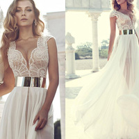Ivory prom dresses,Ivory A-line Straps Chiffon Prom Dresses Evening Dresses 8652 - Thumbnail 1