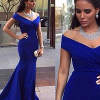 prom dresses long,Royal Blue Trumpet/Mermaid Off-the-shoulder Satin Prom Dresses Evening Dresses 8648 - Thumbnail 1