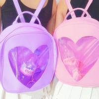 Harajuku Heart Transparent Backpack Bag - Thumbnail 1