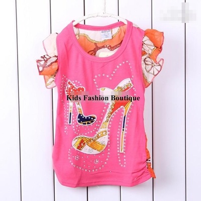 Girls trendy high heel shoe pink top