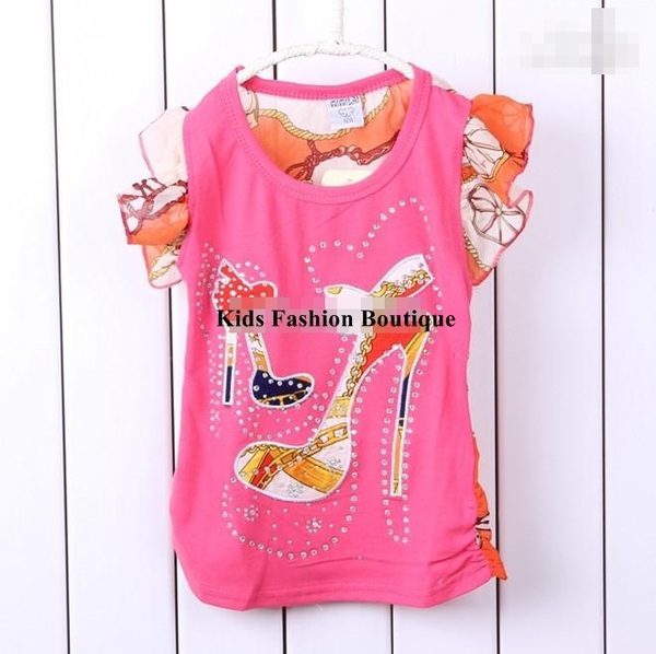 Girls Trendy High Heel Shoe Pink Top