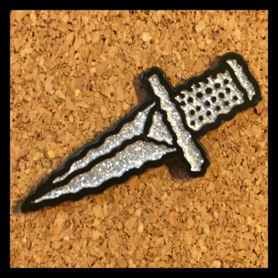 Glitter dagger enamel pin 058
