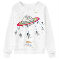 Harajuku planet printing round neck long-sleeved sweater female - Thumbnail 2