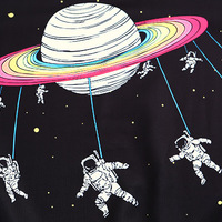 Harajuku planet printing round neck long-sleeved sweater female - Thumbnail 4