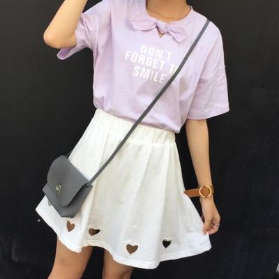 Hollow heart pleated skirt