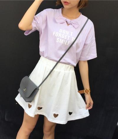 Hollow Heart Pleated Skirt