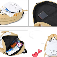 4 Colors Cute Kawaii Cat Canvas Backpack SP166888 - Thumbnail 4