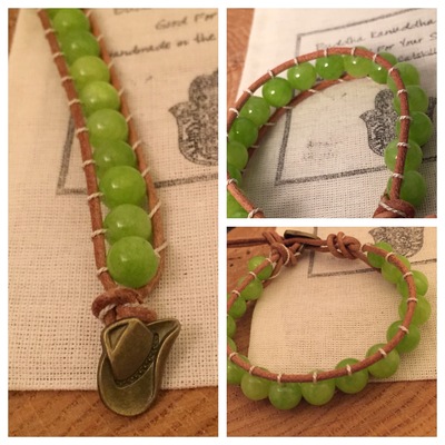Mountain Jade Leather Wrap Bracelet
