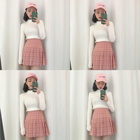 Harajuku cute waist plaid skirts - Thumbnail 4