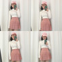 Harajuku cute waist plaid skirts-4