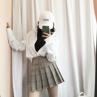 Harajuku cute waist plaid skirts - Thumbnail 2
