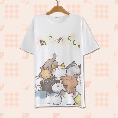 Harajuku backyard cute cat t-shirt