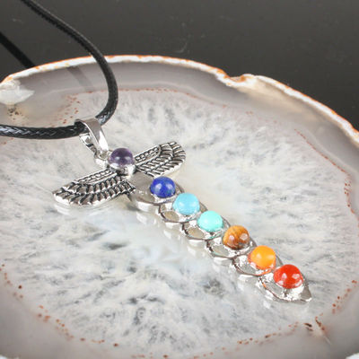 7 colors natural crystal angel wings pendant - Thumbnail 5